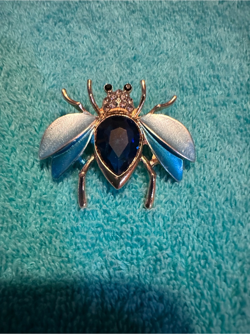 Blue Crystal Bee Brooch Pin - Women's Jewelry - Picture 3 of 4